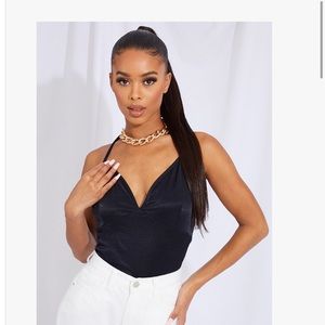 SATIN HALTER BODYSUIT (PRETTYLITTLETHING)